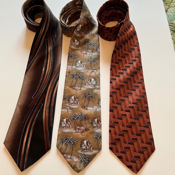 Lot of 3 Mens Ties in Earth Tones - Picture 1 of 6